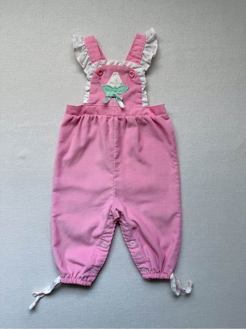 Vintage Healthtex Tulip Corduroy Pink Bubble Romper 6-9M
